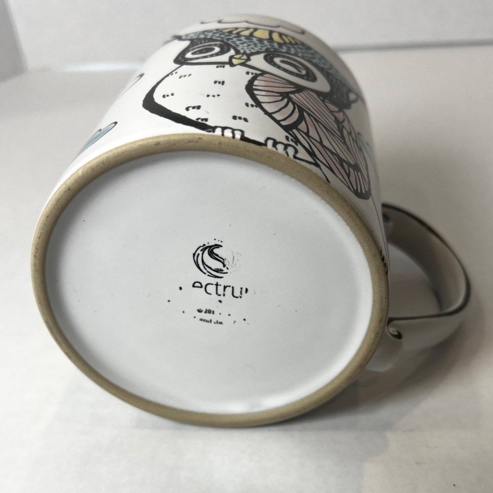 Spectrum Owl Coffee Mug - Life Is A Hoot - Teal Interior Ceramic Whimsical - Picture 5 of 5